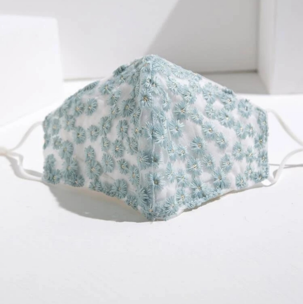 Embroidered Flower Mask with Chain - Picture 5 of 5